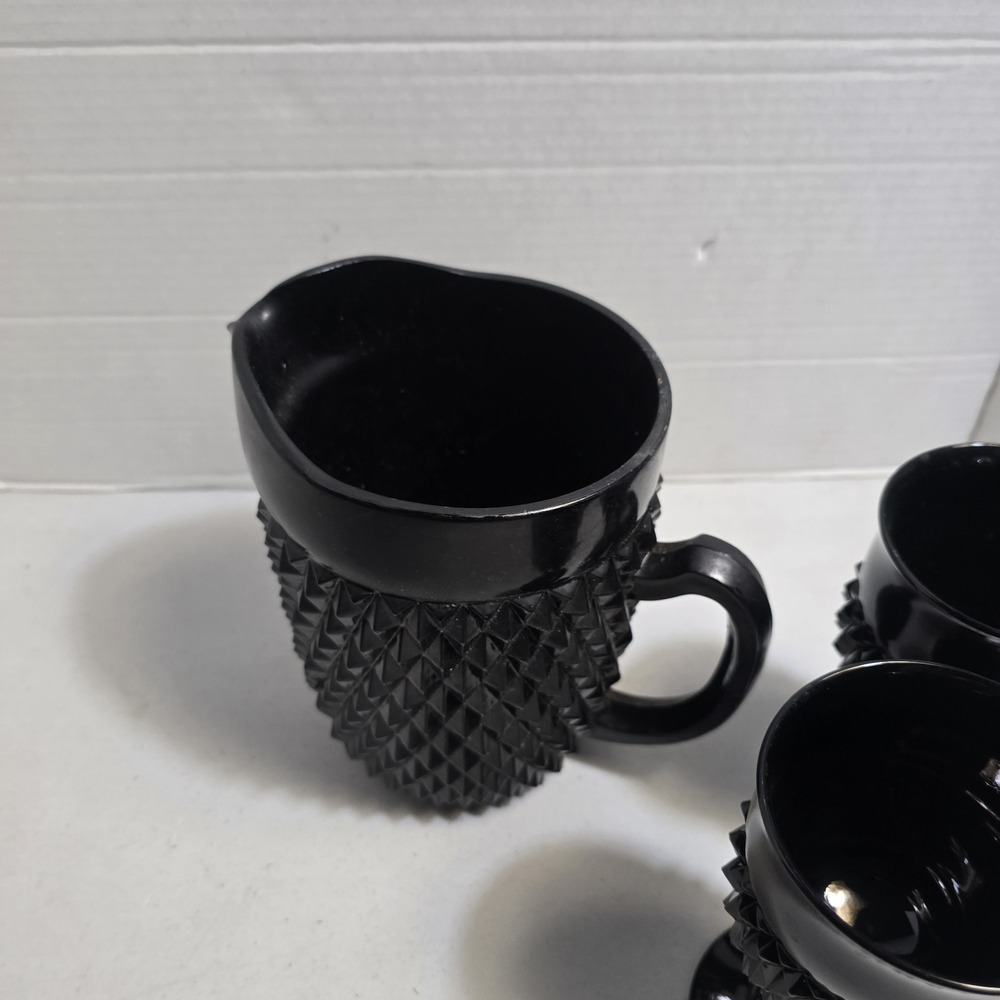 Indiana Tiara Amethyst Glass Diamond Pattern 64 Oz Pitcher & 2 Water Goblets - Picture 7 of 9